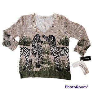 NWT Nygard Collection Womens Medium Zebra Animal Print Sweater